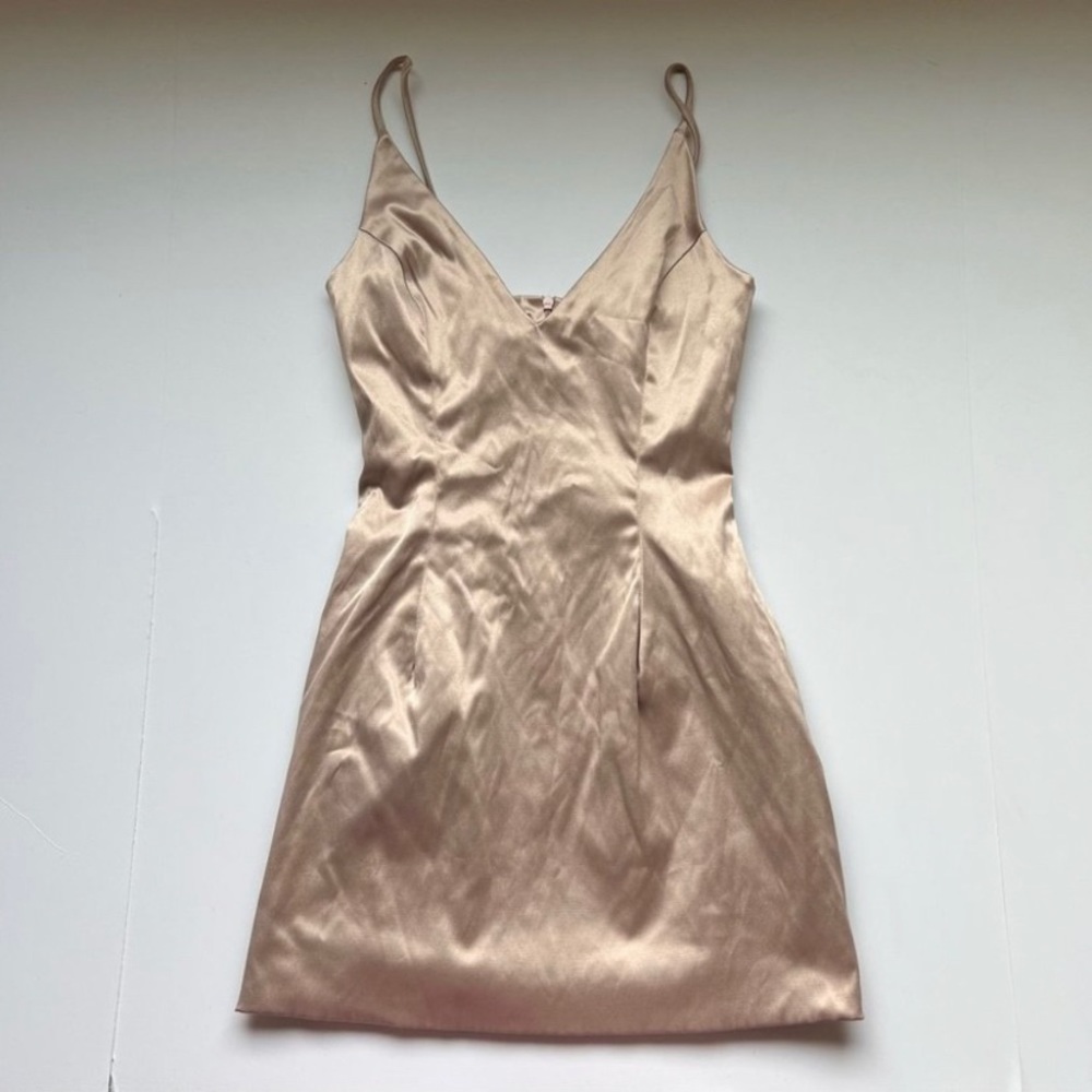 LUX LA Metallic Champagne Color Dress with Pockets